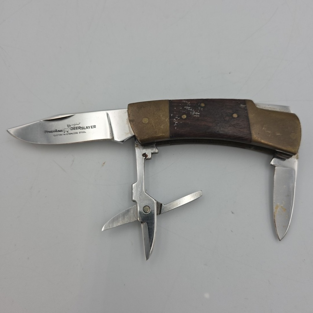 Vintage Precise Deerslayer Lock Back 2 Blade &Scissor Pocket Knife